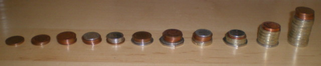 Coins in piles of powers of two