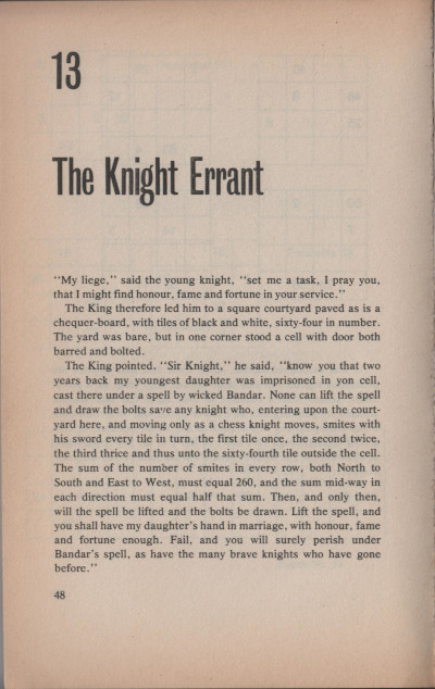 Page 48 of The Ultimate Book of Number Puzzles, which describes the Knight Errant puzzle.